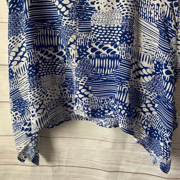 Woman Within Blue and White Tank Top Handkerchief Hem Blouse Size 18W - Picture 12 of 16